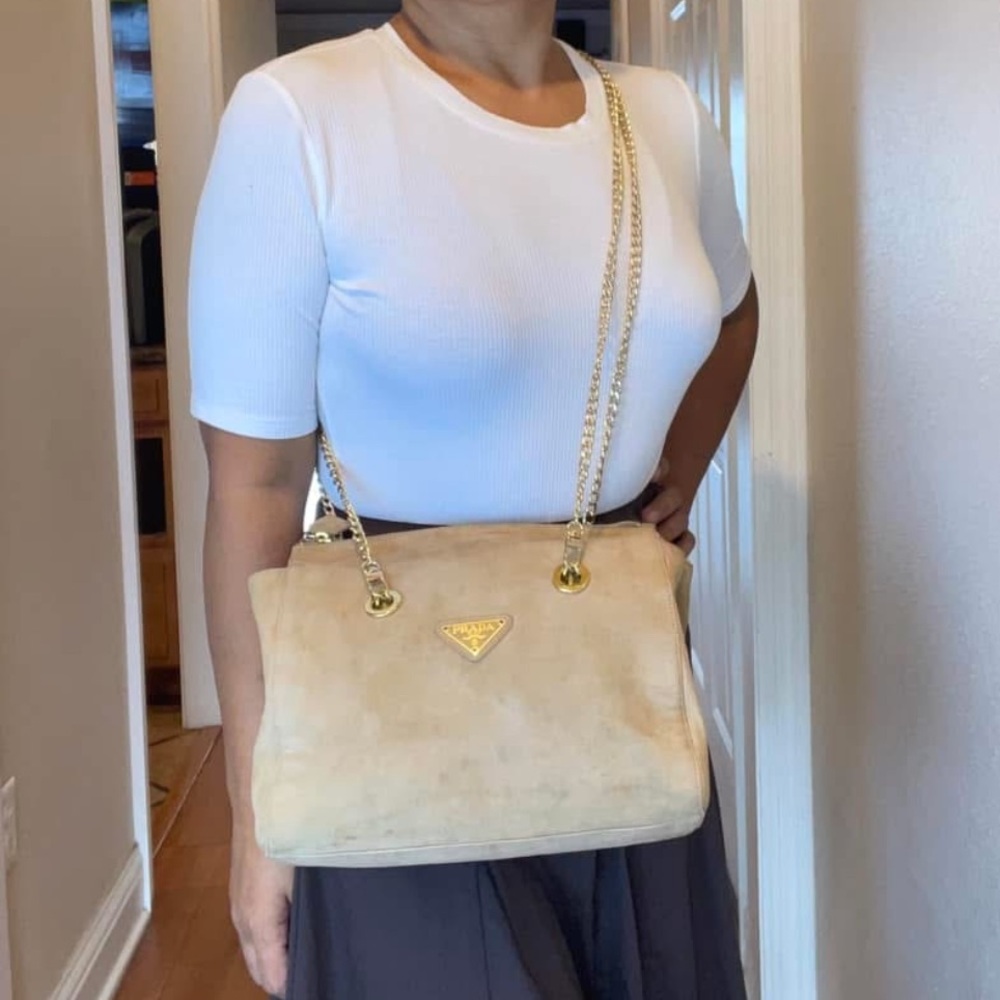 Suede Prada bag authentic gold hardware!